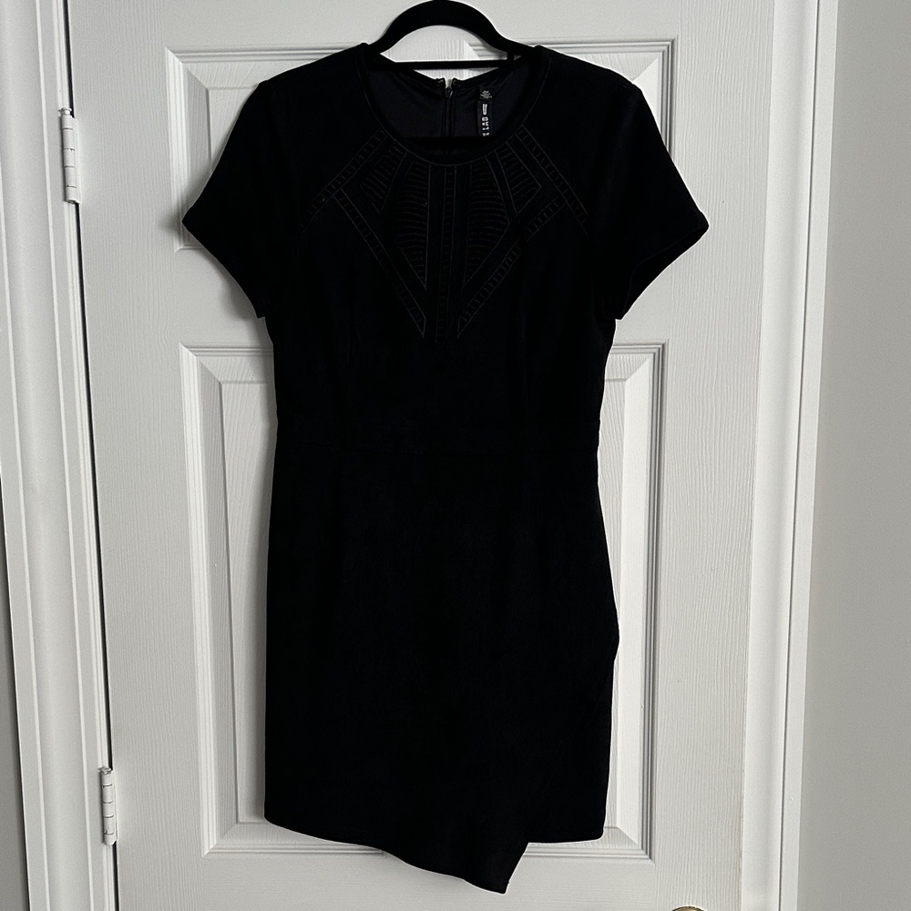 Design Lab Suede Black Asymmetrical Dress